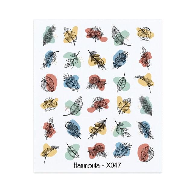 French Line Nail Water Decal Flower Marble Leaf Girl Stickers on Nails Water Ink Transfer Slider Nail Stickers Decor Kids Nails Art Decoration Nail Strips Shiny French Tip Guides Stickers French Nail Stickers Form Fringe Guides Stevvex