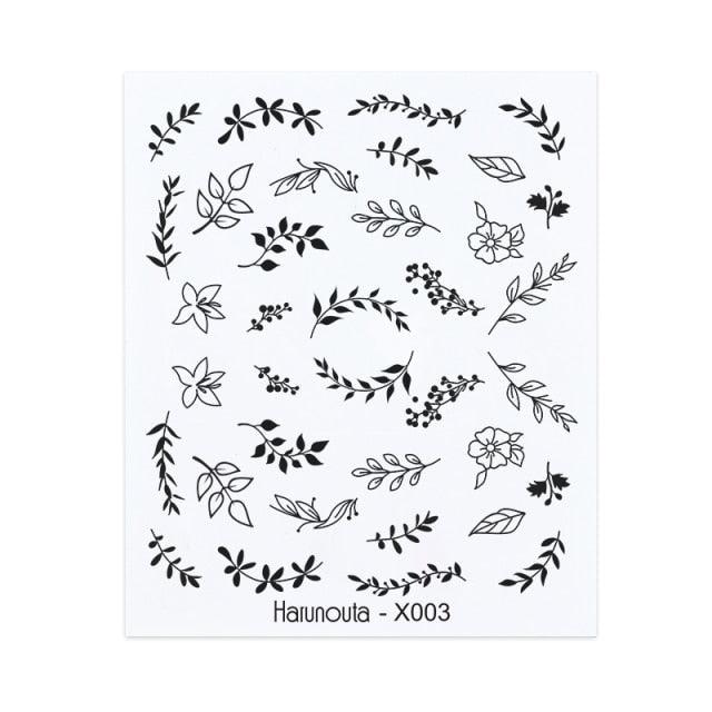 French Line Nail Water Decal Flower Marble Leaf Girl Stickers on Nails Water Ink Transfer Slider Nail Stickers Decor Kids Nails Art Decoration Nail Strips Shiny French Tip Guides Stickers French Nail Stickers Form Fringe Guides Stevvex