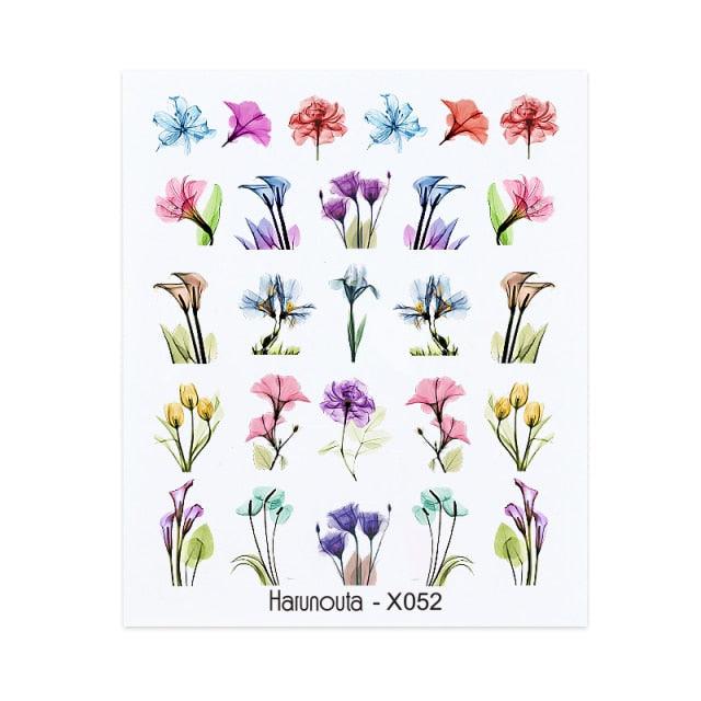 French Line Nail Water Decal Flower Marble Leaf Girl Stickers on Nails Water Ink Transfer Slider Nail Stickers Decor Kids Nails Art Decoration Nail Strips Shiny French Tip Guides Stickers French Nail Stickers Form Fringe Guides Stevvex