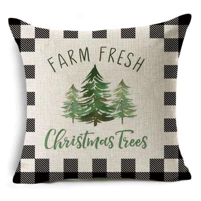 New Plaid Christmas Linen Pillowcase Xmas Series Cushion Cover Case Pillow Custom Square Pillowcase Cushion Cover Thrown Linen Pillowcase Christmas Gift 45X45CM Stevvex