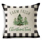 New Plaid Christmas Linen Pillowcase Xmas Series Cushion Cover Case Pillow Custom Square Pillowcase Cushion Cover Thrown Linen Pillowcase Christmas Gift 45X45CM Stevvex
