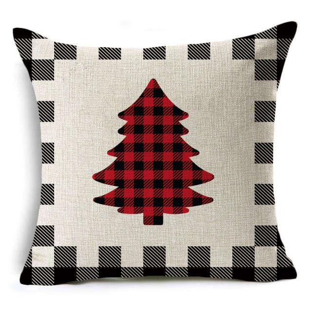 New Plaid Christmas Linen Pillowcase Xmas Series Cushion Cover Case Pillow Custom Square Pillowcase Cushion Cover Thrown Linen Pillowcase Christmas Gift 45X45CM Stevvex