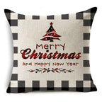 New Plaid Christmas Linen Pillowcase Xmas Series Cushion Cover Case Pillow Custom Square Pillowcase Cushion Cover Thrown Linen Pillowcase Christmas Gift 45X45CM Stevvex