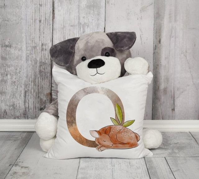Animal Printed Pillow Cover Cartoon Giraffe Fox Bunny White Seat Polyester Decorative Cushion Cover Sofa Kids Room Alphabet Pillow Cover With Cute Animals Pillow Cases Outdoor Indoor Square Cushion Covers For Home Sofa Couch 45x45cm Stevvex