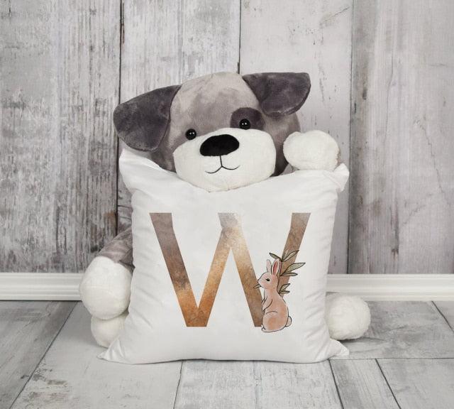 Animal Printed Pillow Cover Cartoon Giraffe Fox Bunny White Seat Polyester Decorative Cushion Cover Sofa Kids Room Alphabet Pillow Cover With Cute Animals Pillow Cases Outdoor Indoor Square Cushion Covers For Home Sofa Couch 45x45cm Stevvex