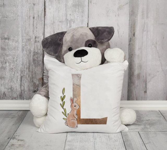 Animal Printed Pillow Cover Cartoon Giraffe Fox Bunny White Seat Polyester Decorative Cushion Cover Sofa Kids Room Alphabet Pillow Cover With Cute Animals Pillow Cases Outdoor Indoor Square Cushion Covers For Home Sofa Couch 45x45cm Stevvex