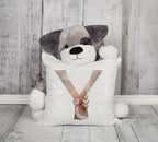 Animal Printed Pillow Cover Cartoon Giraffe Fox Bunny White Seat Polyester Decorative Cushion Cover Sofa Kids Room Alphabet Pillow Cover With Cute Animals Pillow Cases Outdoor Indoor Square Cushion Covers For Home Sofa Couch 45x45cm Stevvex