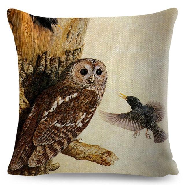 Colorful Pillow Cover Woodland Fox Bird Owl For Kids Room Sofa Home Decor Cute Cartoon Squirrel Cushion Cover Polyester Cotton Pillowcase Vintage Animal Throw Pillow Covers Wild Animals Cotton Linen Square Decorative Cushion Covers Stevvex