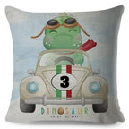 Nordic Style Pillow Cover Cute Cartoon Animal Drive Dinosaur Car Polyester Cotton Cushion Cover For Sofa Home Kids Room Throw Pillow Case Cover Dinosaur Cartoon Gray Soft Pillow Case For Decorative Bedroom Livingroom Sofa Farm House Cushion Covers
