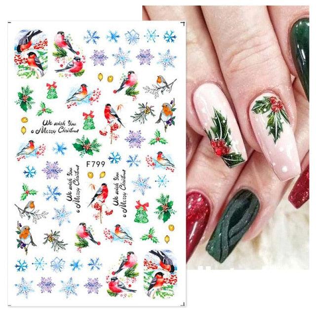 3D Nail Stickers Decals Snowflakes Elk Bear Christmas Xmas Transfer Stickers Nail Art Self-Adhesive Decals Decoration  Nail Art Stickers Decals Christmas Snowflake Bronzing Christmas Slider Nail Art 3D Decals Decoration Stevvex