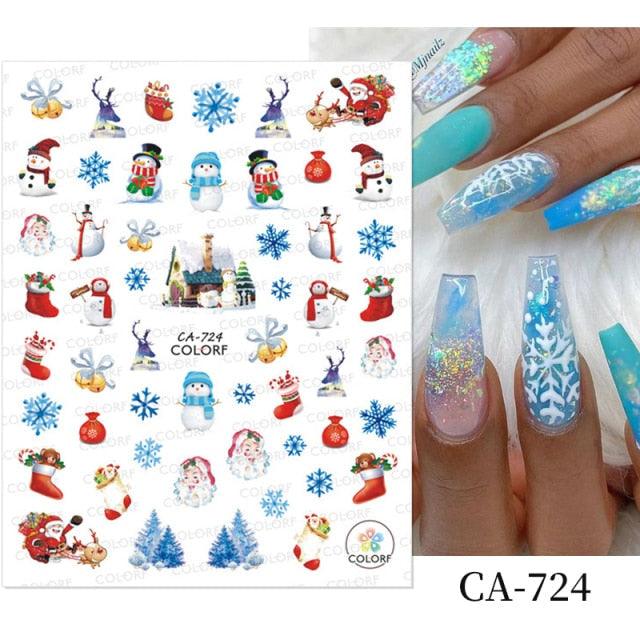 3D Nail Stickers Decals Snowflakes Elk Bear Christmas Xmas Transfer Stickers Nail Art Self-Adhesive Decals Decoration  Nail Art Stickers Decals Christmas Snowflake Bronzing Christmas Slider Nail Art 3D Decals Decoration Stevvex