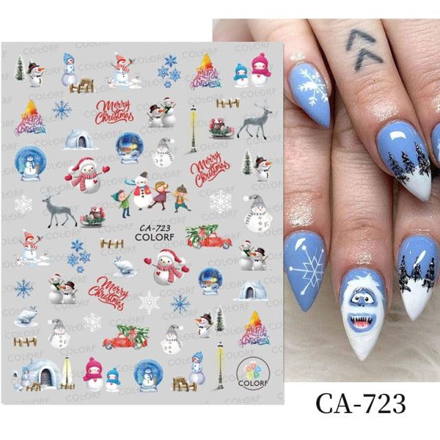 3D Nail Stickers Decals Snowflakes Elk Bear Christmas Xmas Transfer Stickers Nail Art Self-Adhesive Decals Decoration  Nail Art Stickers Decals Christmas Snowflake Bronzing Christmas Slider Nail Art 3D Decals Decoration Stevvex