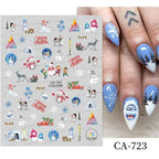 3D Nail Stickers Decals Snowflakes Elk Bear Christmas Xmas Transfer Stickers Nail Art Self-Adhesive Decals Decoration  Nail Art Stickers Decals Christmas Snowflake Bronzing Christmas Slider Nail Art 3D Decals Decoration Stevvex