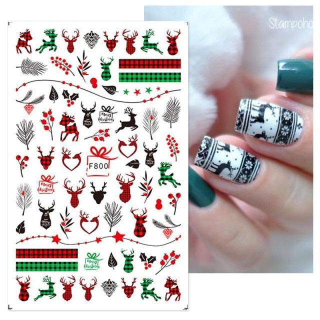 3D Nail Stickers Decals Snowflakes Elk Bear Christmas Xmas Transfer Stickers Nail Art Self-Adhesive Decals Decoration  Nail Art Stickers Decals Christmas Snowflake Bronzing Christmas Slider Nail Art 3D Decals Decoration Stevvex