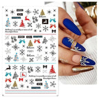 3D Nail Stickers Decals Snowflakes Elk Bear Christmas Xmas Transfer Stickers Nail Art Self-Adhesive Decals Decoration  Nail Art Stickers Decals Christmas Snowflake Bronzing Christmas Slider Nail Art 3D Decals Decoration Stevvex