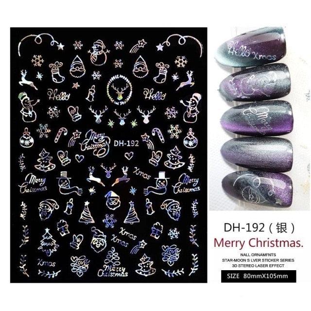 3D Nail Stickers Decals Snowflakes Elk Bear Christmas Xmas Transfer Stickers Nail Art Self-Adhesive Decals Decoration  Nail Art Stickers Decals Christmas Snowflake Bronzing Christmas Slider Nail Art 3D Decals Decoration Stevvex
