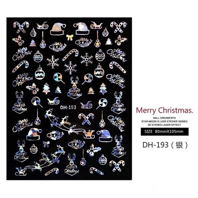 3D Nail Stickers Decals Snowflakes Elk Bear Christmas Xmas Transfer Stickers Nail Art Self-Adhesive Decals Decoration  Nail Art Stickers Decals Christmas Snowflake Bronzing Christmas Slider Nail Art 3D Decals Decoration Stevvex