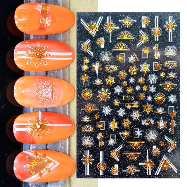 3D Nail Stickers Decals Snowflakes Elk Bear Christmas Xmas Transfer Stickers Nail Art Self-Adhesive Decals Decoration  Nail Art Stickers Decals Christmas Snowflake Bronzing Christmas Slider Nail Art 3D Decals Decoration Stevvex