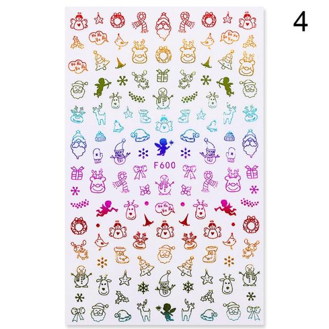 3D Nail Stickers Decals Snowflakes Elk Bear Christmas Xmas Transfer Stickers Nail Art Self-Adhesive Decals Decoration  Nail Art Stickers Decals Christmas Snowflake Bronzing Christmas Slider Nail Art 3D Decals Decoration Stevvex