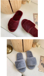Fluffy Slippers Women Cozy Faux Fur Cross Indoor Floor Slides Flat Soft Furry Shoes Fluffy Furry Fur Slippers Flip Flop Open Toe Cozy House Memory Foam Sandals Slides Soft Flat Comfy Slippers Stevvex