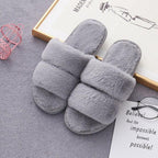 Fluffy Slippers Women Cozy Faux Fur Cross Indoor Floor Slides Flat Soft Furry Shoes Fluffy Furry Fur Slippers Flip Flop Open Toe Cozy House Memory Foam Sandals Slides Soft Flat Comfy Slippers Stevvex