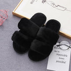 Fluffy Slippers Women Cozy Faux Fur Cross Indoor Floor Slides Flat Soft Furry Shoes Fluffy Furry Fur Slippers Flip Flop Open Toe Cozy House Memory Foam Sandals Slides Soft Flat Comfy Slippers Stevvex