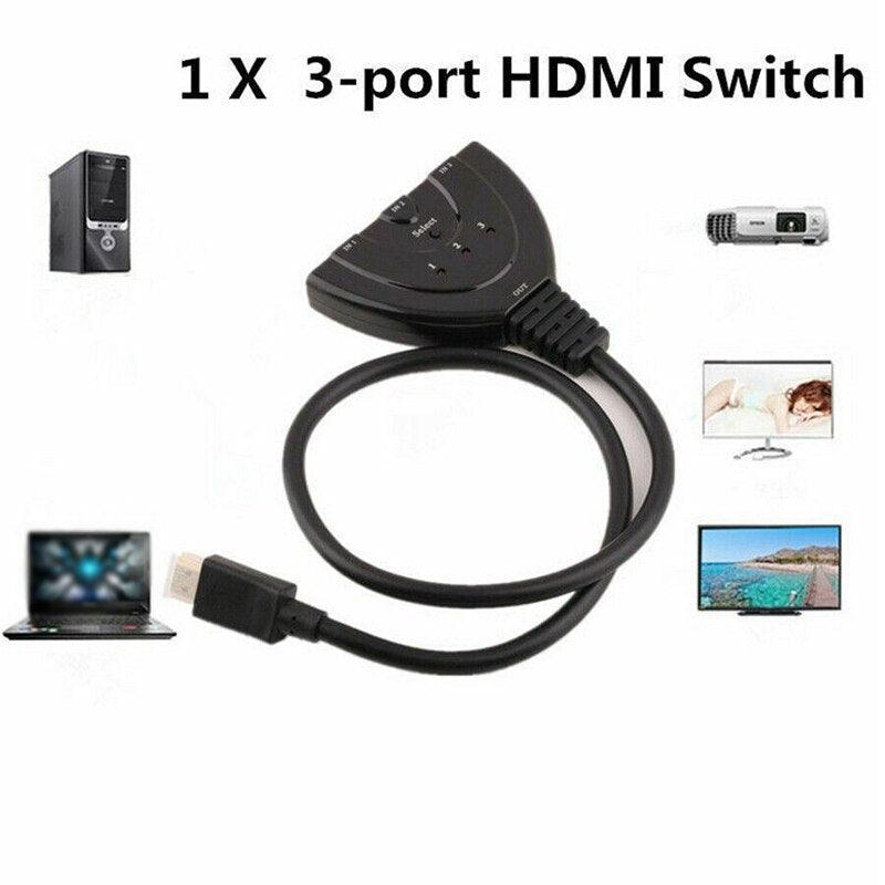 1080P HDMI 3 Ports HDMI Splitter Cable 4K 1080P HDMI Switcher 3 In 1 Out HDMI Splitter With High Speed Pigtail Cable HUB Adapter For Laptop HDTV Projector Stevvex