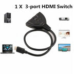 1080P HDMI 3 Ports HDMI Splitter Cable 4K 1080P HDMI Switcher 3 In 1 Out HDMI Splitter With High Speed Pigtail Cable HUB Adapter For Laptop HDTV Projector Stevvex