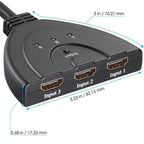 1080P HDMI 3 Ports HDMI Splitter Cable 4K 1080P HDMI Switcher 3 In 1 Out HDMI Splitter With High Speed Pigtail Cable HUB Adapter For Laptop HDTV Projector Stevvex