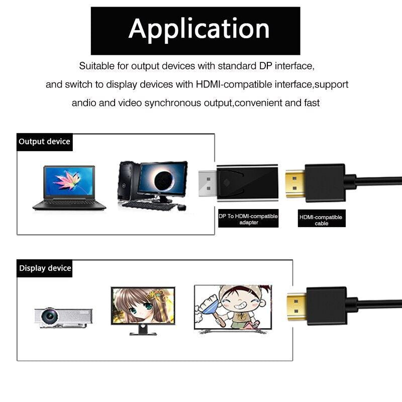 4K Display Port To HDMI Compatible Adapter Converter Display Port Male DP To Female HD TV Cable Adapter Video Audio Compatible With Computer Desktop Labtop PC Monitor HDTV Gold Plated Stevvex