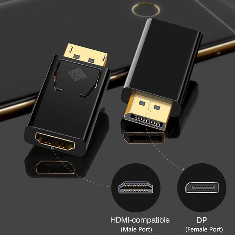 4K Display Port To HDMI Compatible Adapter Converter Display Port Male DP To Female HD TV Cable Adapter Video Audio Compatible With Computer Desktop Labtop PC Monitor HDTV Gold Plated Stevvex