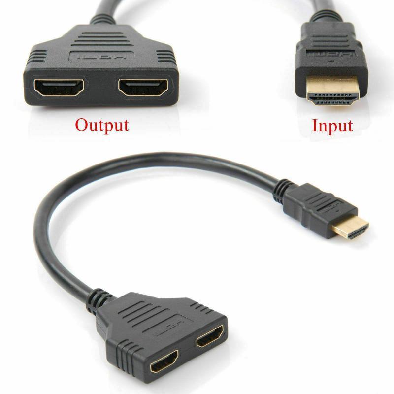 1PC HDMI Splitter 1080P HDMI Male To Double Female Adapter Cable 1 In 2 Out HDMI Converter HDMI Splitter Adapter Cable For HDTV HD LED LCD Stevvex