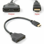 1PC HDMI Splitter 1080P HDMI Male To Double Female Adapter Cable 1 In 2 Out HDMI Converter HDMI Splitter Adapter Cable For HDTV HD LED LCD Stevvex