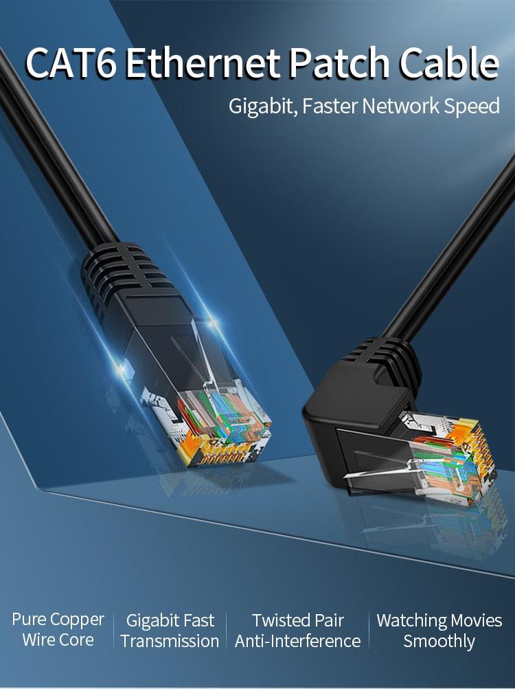 CAT6 Ethernet Cable LAN Cable Network Cable Gold Plated Laptop Router Cat6 Right Angle Ethernet Cable RJ45 Network Patch Cord Cable For Laptop Game Console Stevvex