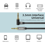 90Degree 3.5mm Right Angle AUX Audio Cable Jack For Headphone Extension Wire Stevvex