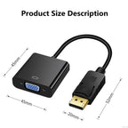 DisplayPort to VGA Adapter Cable Converter Compatible with Computer, Desktop, Laptop, PC, Monitor, Projector.