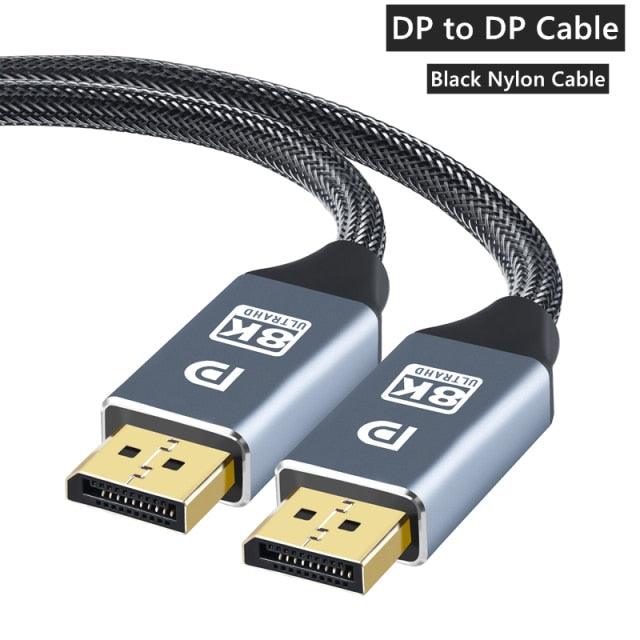 1m/2m/5m High Speed 1.4Gbp Slim and Flexible Ultra HD 8K 4K 144Hz 165Hz Display Port Adapter For Monitor PC Laptop Projector Stevvex