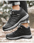 Winter Men's Boots Warm Snow Boots High Quality Leather Waterproof Outdoor Men Hiking Boots Waterproof Non-Slip Trail Fur Lined Ankle Boots Leather Winter Shoes Stevvex