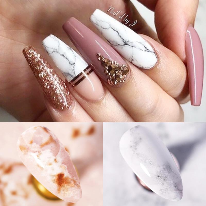 Nail Foils Marble Flower Series Iridescent Nail Art Transfer Sticker Paper Slider Nail Water Decal Design Manicures Decorations  Art Manicures Decoration New Gold Nail Transfer Foils for Nail Arts Nails Supply Holographic Effect Nail Art Foil Stickers Hol Stevvex