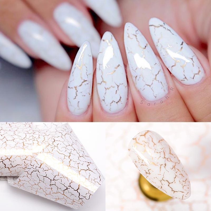 Nail Foils Marble Flower Series Iridescent Nail Art Transfer Sticker Paper Slider Nail Water Decal Design Manicures Decorations  Art Manicures Decoration New Gold Nail Transfer Foils for Nail Arts Nails Supply Holographic Effect Nail Art Foil Stickers Hol Stevvex