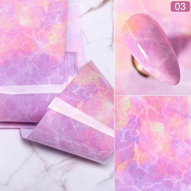 Nail Foils Marble Flower Series Iridescent Nail Art Transfer Sticker Paper Slider Nail Water Decal Design Manicures Decorations  Art Manicures Decoration New Gold Nail Transfer Foils for Nail Arts Nails Supply Holographic Effect Nail Art Foil Stickers Hol Stevvex