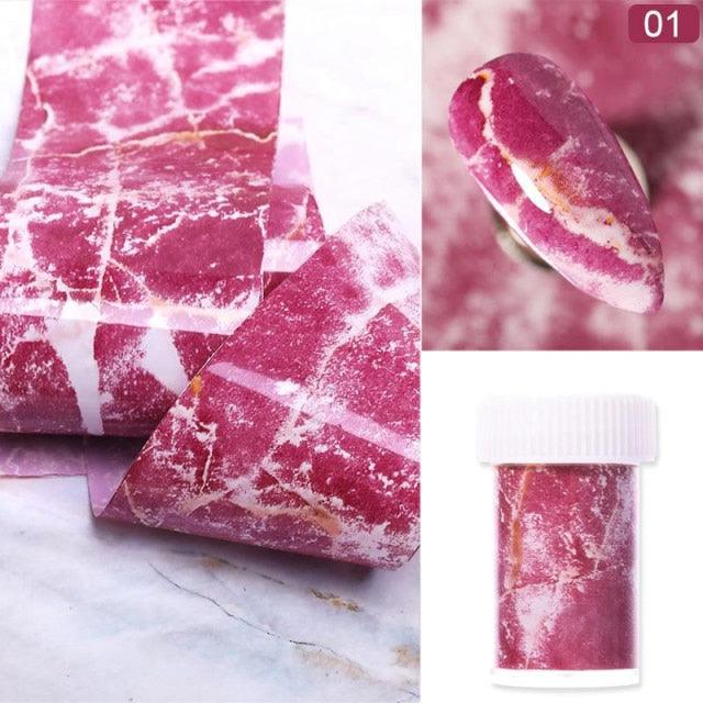 Nail Foils Marble Flower Series Iridescent Nail Art Transfer Sticker Paper Slider Nail Water Decal Design Manicures Decorations  Art Manicures Decoration New Gold Nail Transfer Foils for Nail Arts Nails Supply Holographic Effect Nail Art Foil Stickers Hol Stevvex