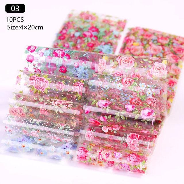 Nail Foils Marble Flower Series Iridescent Nail Art Transfer Sticker Paper Slider Nail Water Decal Design Manicures Decorations  Art Manicures Decoration New Gold Nail Transfer Foils for Nail Arts Nails Supply Holographic Effect Nail Art Foil Stickers Hol Stevvex