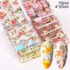 Nail Foils Marble Flower Series Iridescent Nail Art Transfer Sticker Paper Slider Nail Water Decal Design Manicures Decorations  Art Manicures Decoration New Gold Nail Transfer Foils for Nail Arts Nails Supply Holographic Effect Nail Art Foil Stickers Hol Stevvex