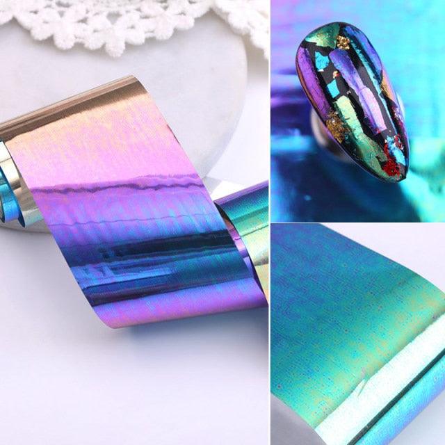 Nail Foils Marble Flower Series Iridescent Nail Art Transfer Sticker Paper Slider Nail Water Decal Design Manicures Decorations  Art Manicures Decoration New Gold Nail Transfer Foils for Nail Arts Nails Supply Holographic Effect Nail Art Foil Stickers Hol Stevvex