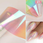 Nail Foils Marble Flower Series Iridescent Nail Art Transfer Sticker Paper Slider Nail Water Decal Design Manicures Decorations  Art Manicures Decoration New Gold Nail Transfer Foils for Nail Arts Nails Supply Holographic Effect Nail Art Foil Stickers Hol Stevvex
