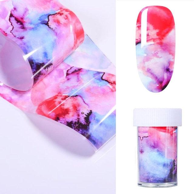 Nail Foils Marble Flower Series Iridescent Nail Art Transfer Sticker Paper Slider Nail Water Decal Design Manicures Decorations  Art Manicures Decoration New Gold Nail Transfer Foils for Nail Arts Nails Supply Holographic Effect Nail Art Foil Stickers Hol Stevvex