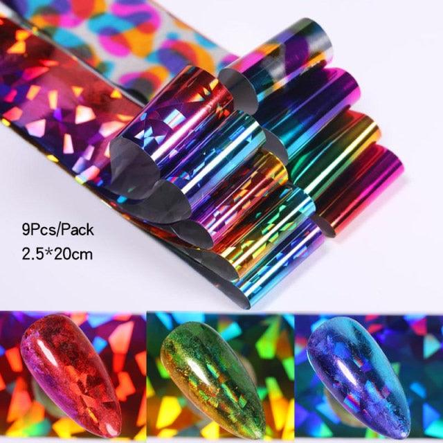 Nail Foils Marble Flower Series Iridescent Nail Art Transfer Sticker Paper Slider Nail Water Decal Design Manicures Decorations  Art Manicures Decoration New Gold Nail Transfer Foils for Nail Arts Nails Supply Holographic Effect Nail Art Foil Stickers Hol Stevvex
