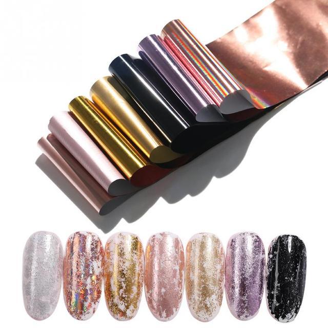 Nail Foils Marble Flower Series Iridescent Nail Art Transfer Sticker Paper Slider Nail Water Decal Design Manicures Decorations  Art Manicures Decoration New Gold Nail Transfer Foils for Nail Arts Nails Supply Holographic Effect Nail Art Foil Stickers Hol Stevvex