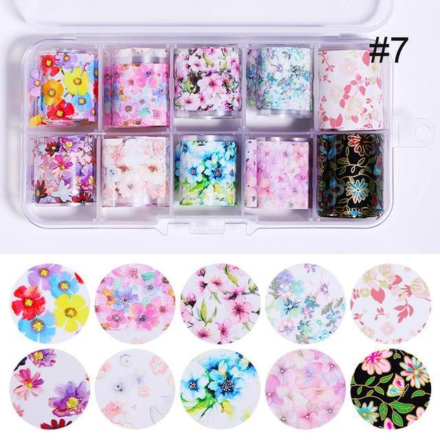 Nail Foils Marble Flower Series Iridescent Nail Art Transfer Sticker Paper Slider Nail Water Decal Design Manicures Decorations  Art Manicures Decoration New Gold Nail Transfer Foils for Nail Arts Nails Supply Holographic Effect Nail Art Foil Stickers Hol Stevvex